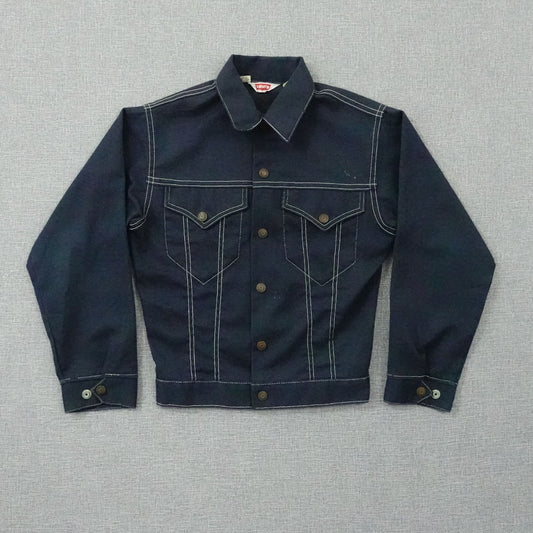 Vintage 80's Levi's Kids Denim Trucker Jacket USA Flag Patch - Youth Size 14