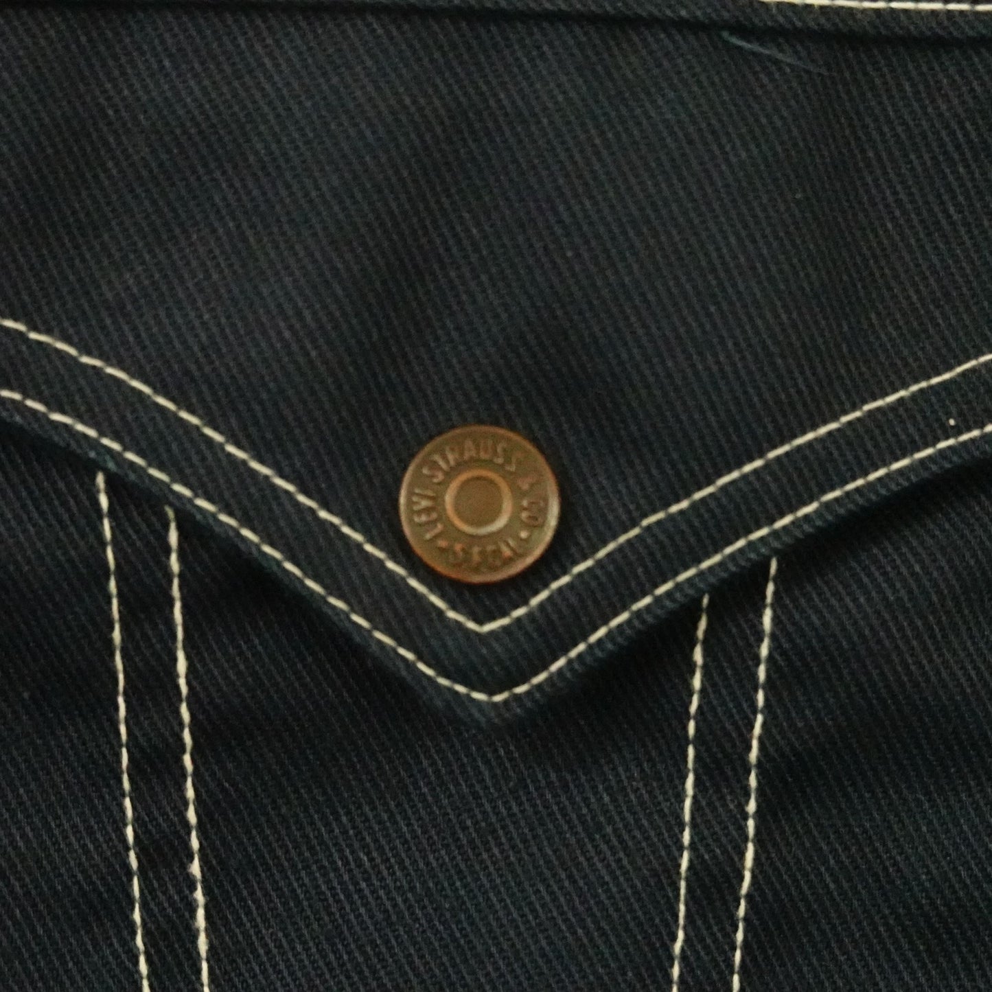 Vintage 80's Levi's Kids Denim Trucker Jacket USA Flag Patch - Youth Size 14