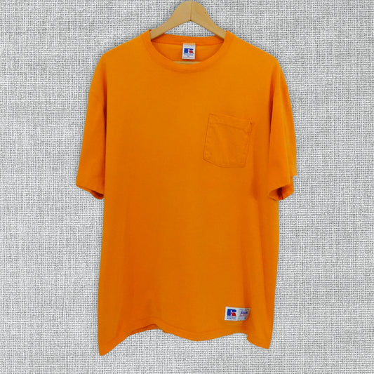 Vintage 90's Russell Athletic Single Stitch Orange Pocket Tee - Size Large