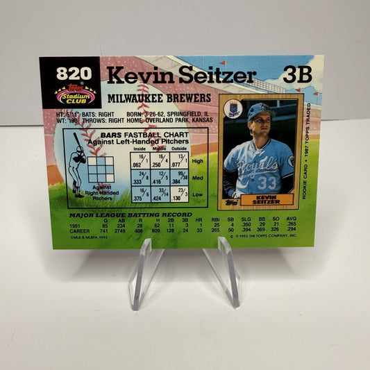 1992 Topps Stadium Club - Kevin Seitzer #820 (NM-M)