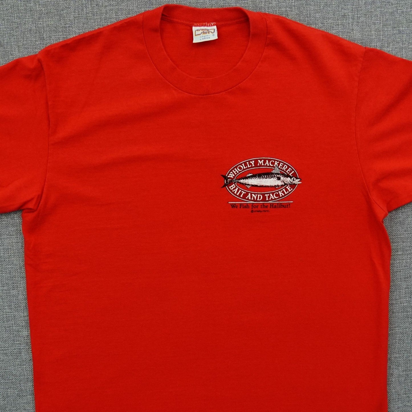 Vintage 80s Crazy Shirts Hawaii Fishing Tee Red Graphic – Size M
