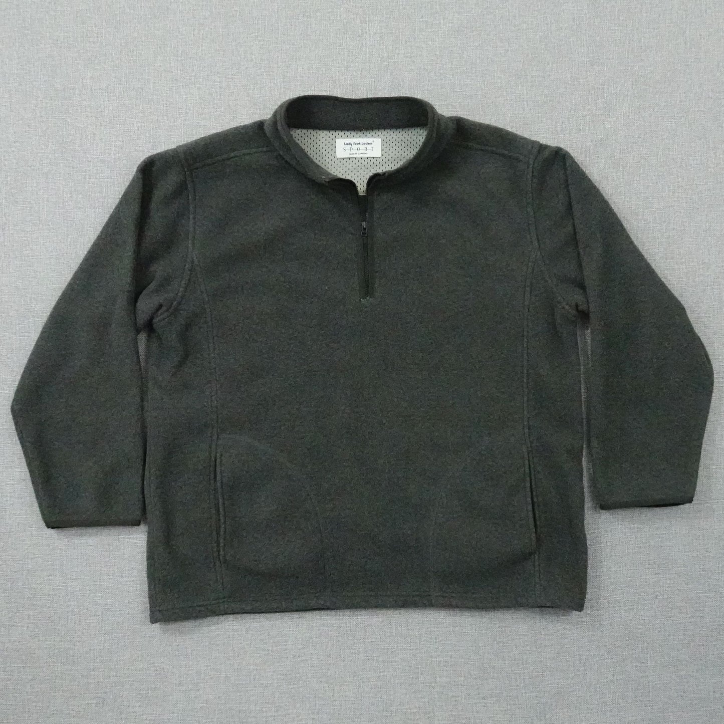 Vintage Lady Foot Locker 1/4 Zip Fleece Gray Pullover - Size Large/XL