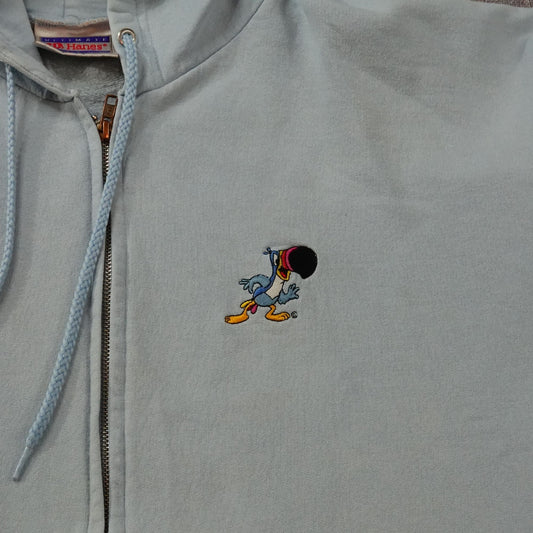 Vintage Y2K Hanes Kellogg's Toucan Sam Zip Hoodie Light Blue - Size XL