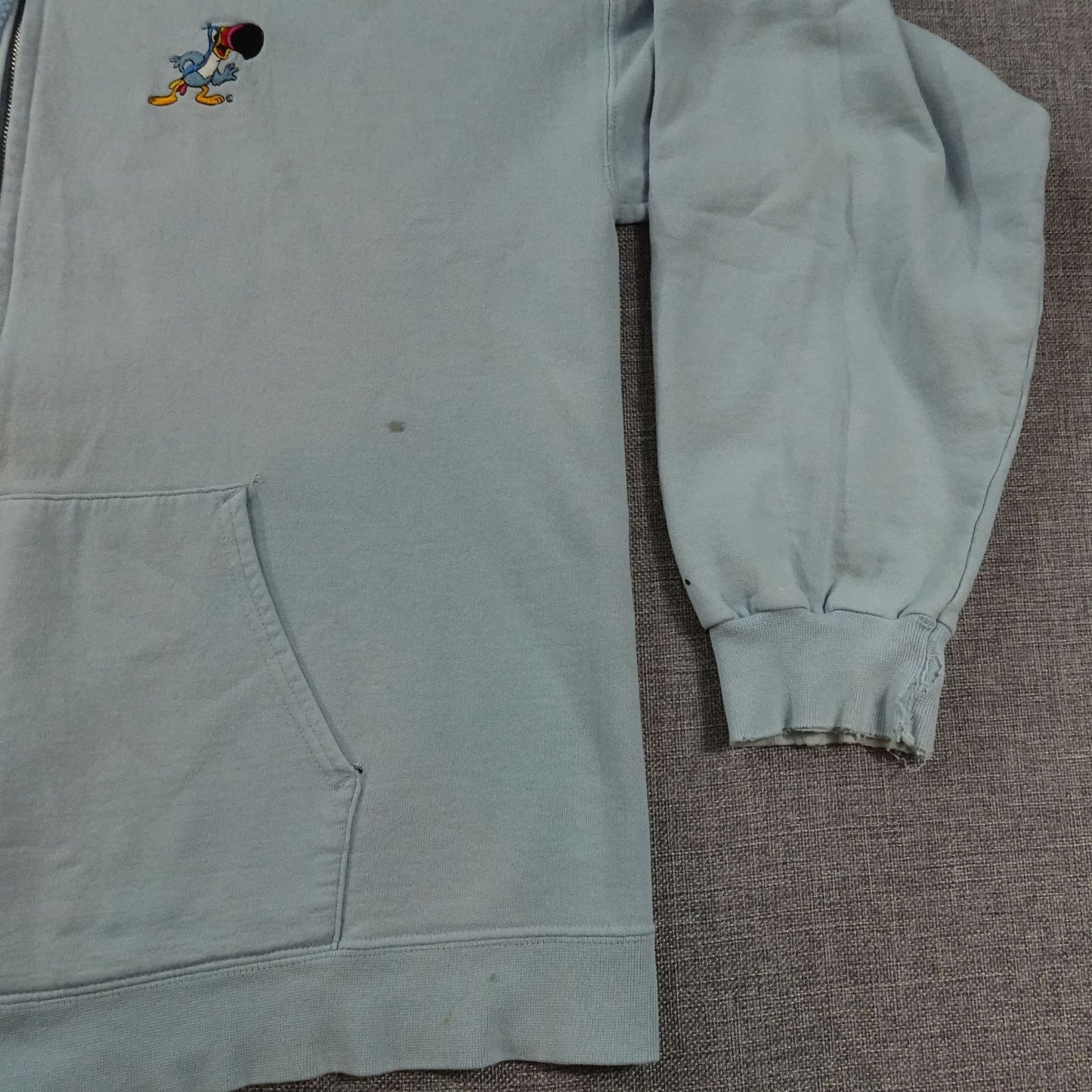 Vintage Y2K Hanes Kellogg's Toucan Sam Zip Hoodie Light Blue - Size XL