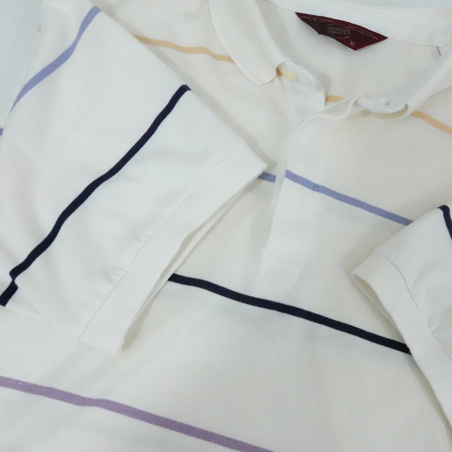 Vintage 90's Jantzen Sport Striped Polo Shirt - Size XL