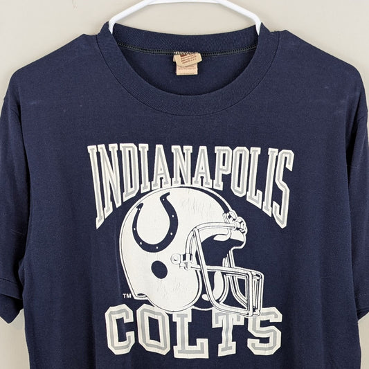 Vintage 80s Indianapolis Colts Navy Blue Tee - Size M