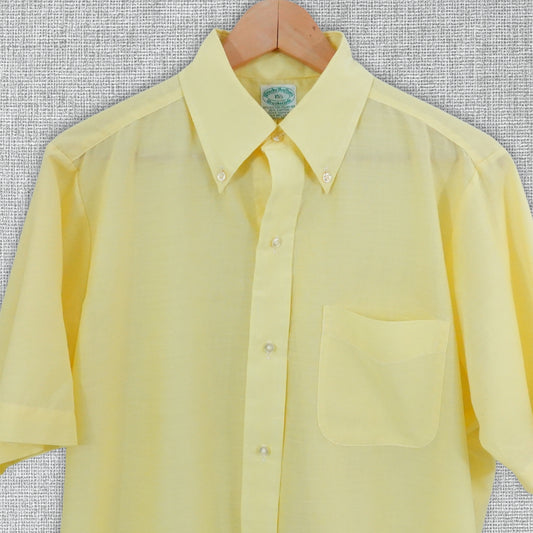Vintage 70's Brooks Brothers Brookscloth Short Sleeve Button Down Shirt - Size L