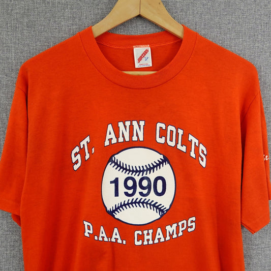 Vintage 90s Jerzees St. Ann Colts Champs Tee Orange - Size M