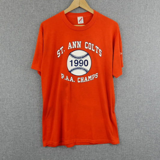 Vintage 90s Jerzees St. Ann Colts Champs Tee Orange - Size M