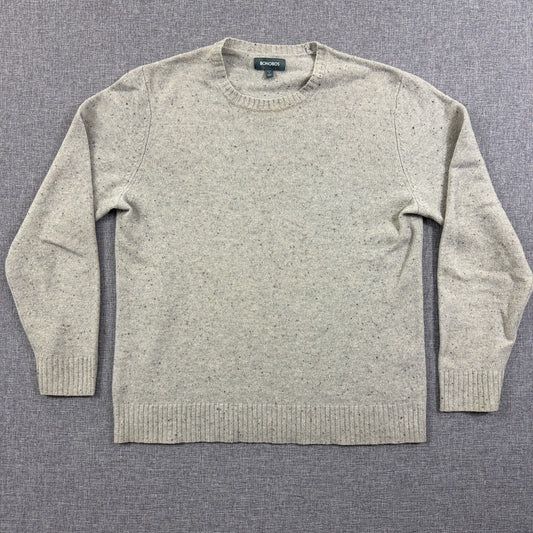 Bonobos Slim Fit Crewneck Sweater Men’s L Beige Flecked Merino Wool Pullover