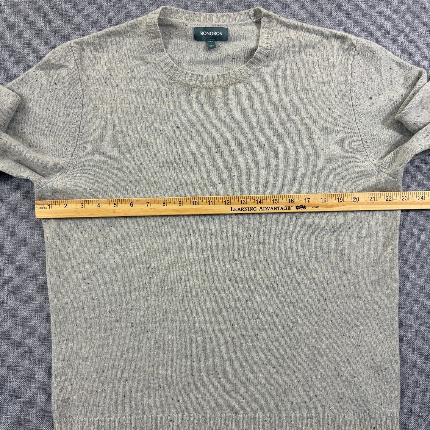 Bonobos Slim Fit Crewneck Sweater Men’s L Beige Flecked Merino Wool Pullover