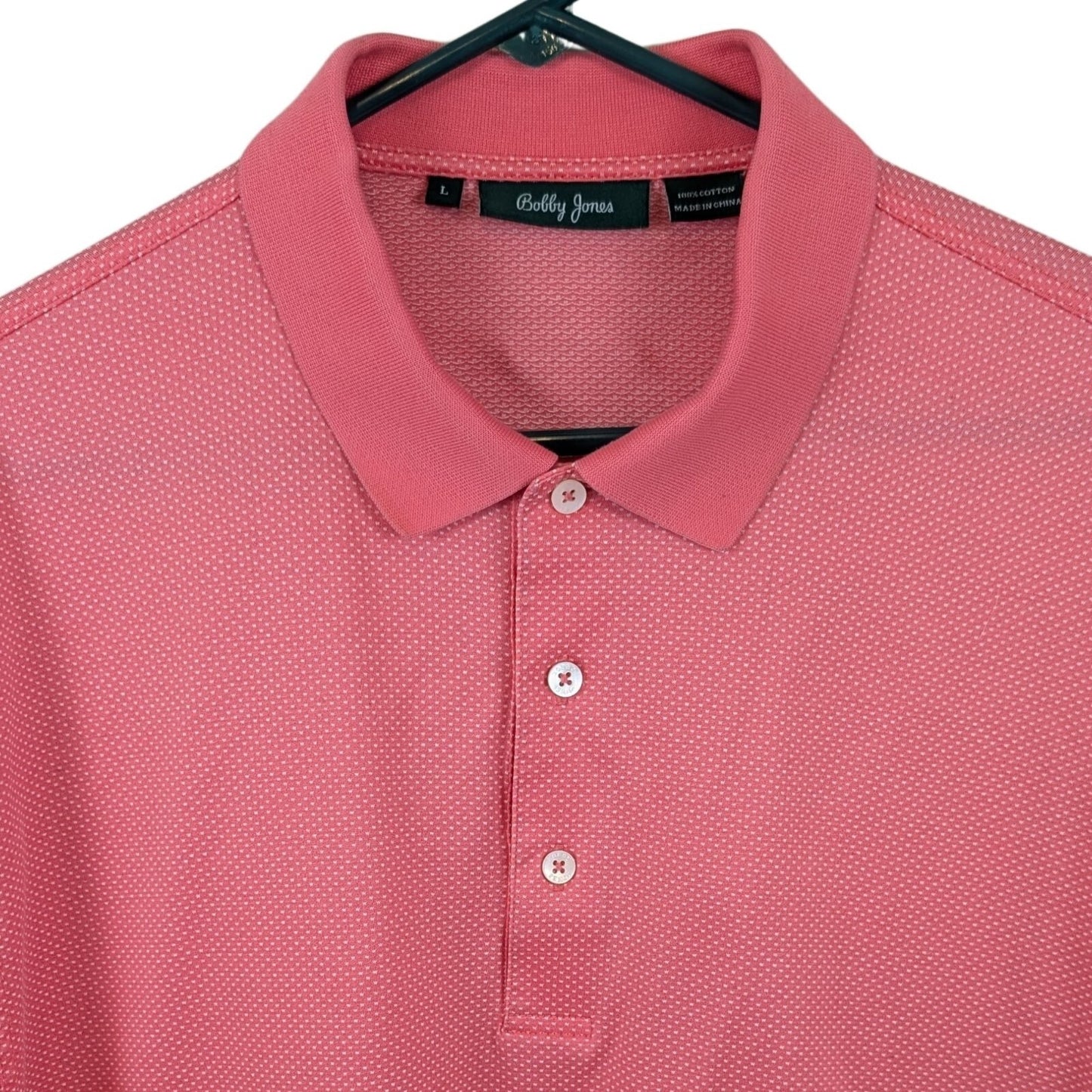Bobby Jones Pink Microdot Polo Shirt Size L 100% Cotton Golf Classic Fit