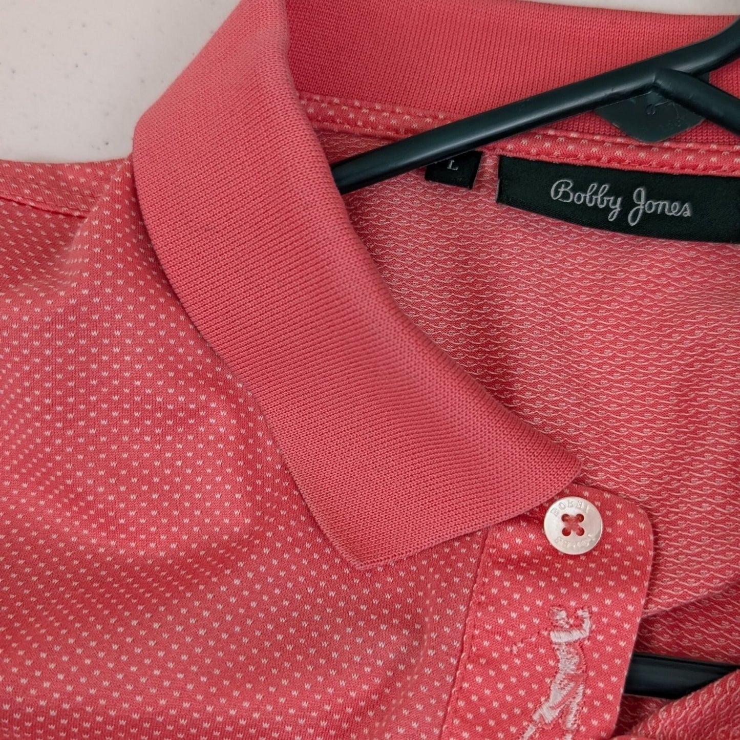 Bobby Jones Pink Microdot Polo Shirt Size L 100% Cotton Golf Classic Fit