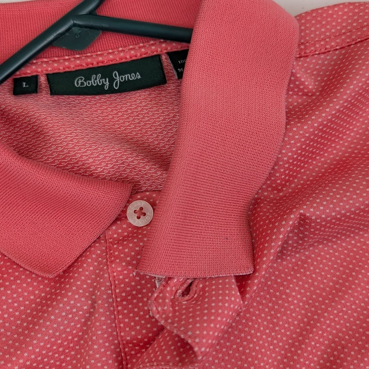 Bobby Jones Pink Microdot Polo Shirt Size L 100% Cotton Golf Classic Fit