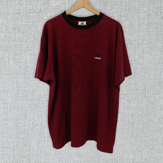 Vintage 90's Adidas Equipment Red Striped T-Shirt - Size 2XL
