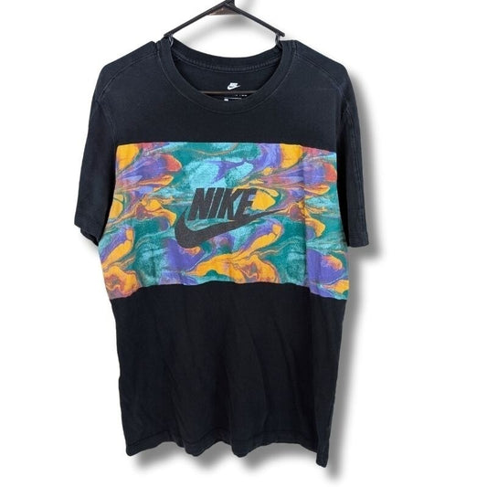 Nike Tee Multicolor Psychedelic Marble Logo T-Shirt Size L Athletic Cut