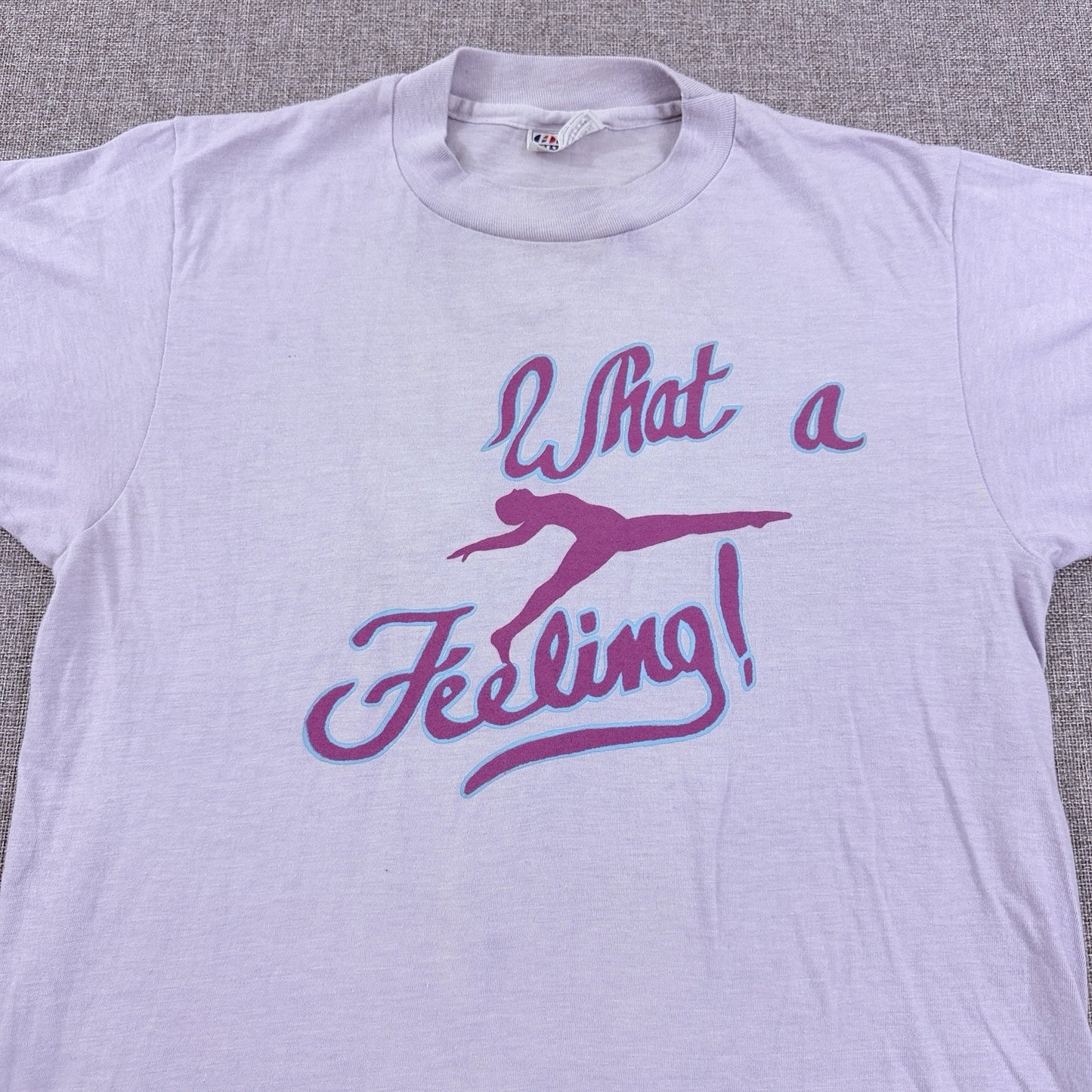 Vintage 80s Hanes What A Feeling Flashdance Purple Graphic T-Shirt Size Small