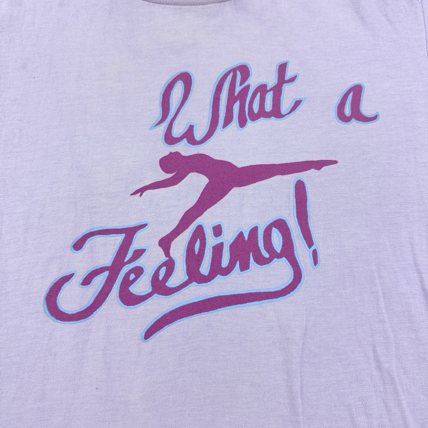 Vintage 80s Hanes What A Feeling Flashdance Purple Graphic T-Shirt Size Small