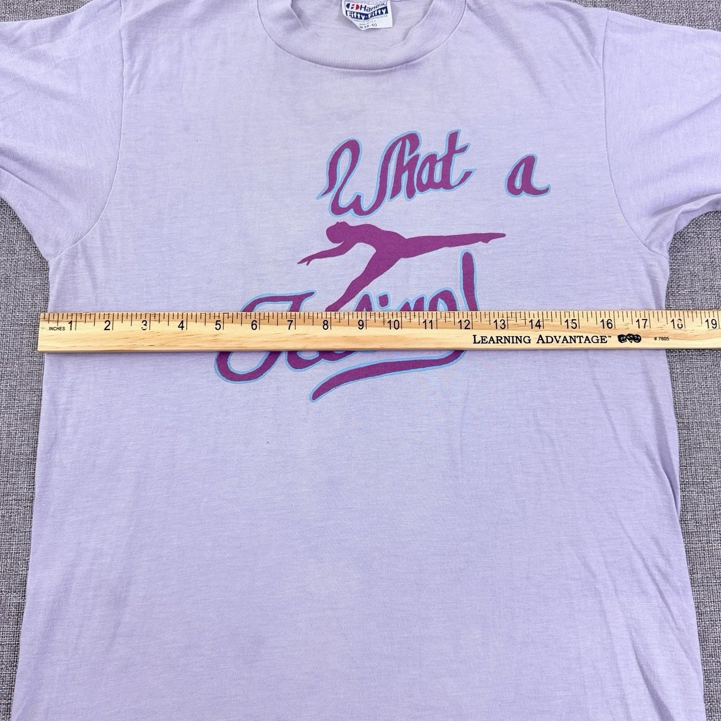 Vintage 80s Hanes What A Feeling Flashdance Purple Graphic T-Shirt Size Small