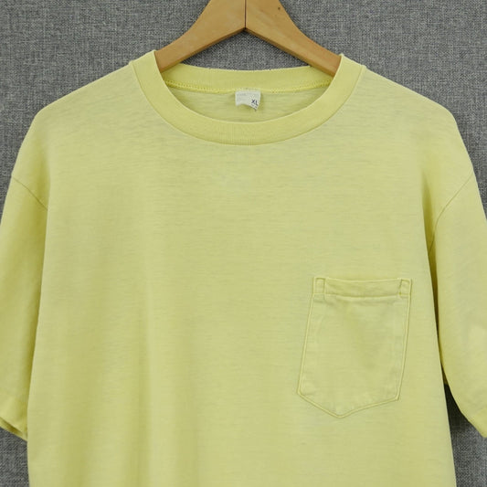 Vintage 70's JCPenney Yellow Pocket Tee USA Made Cotton - Size Large