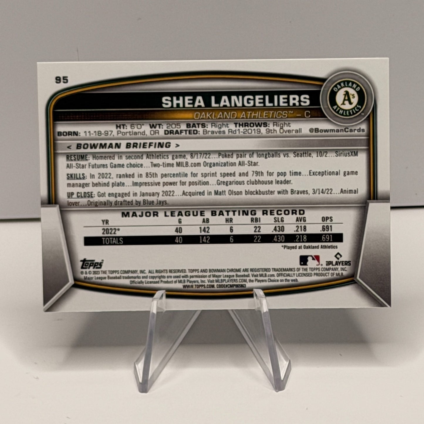 2023 Bowman Chrome - Shea Langeliers (RC) #95