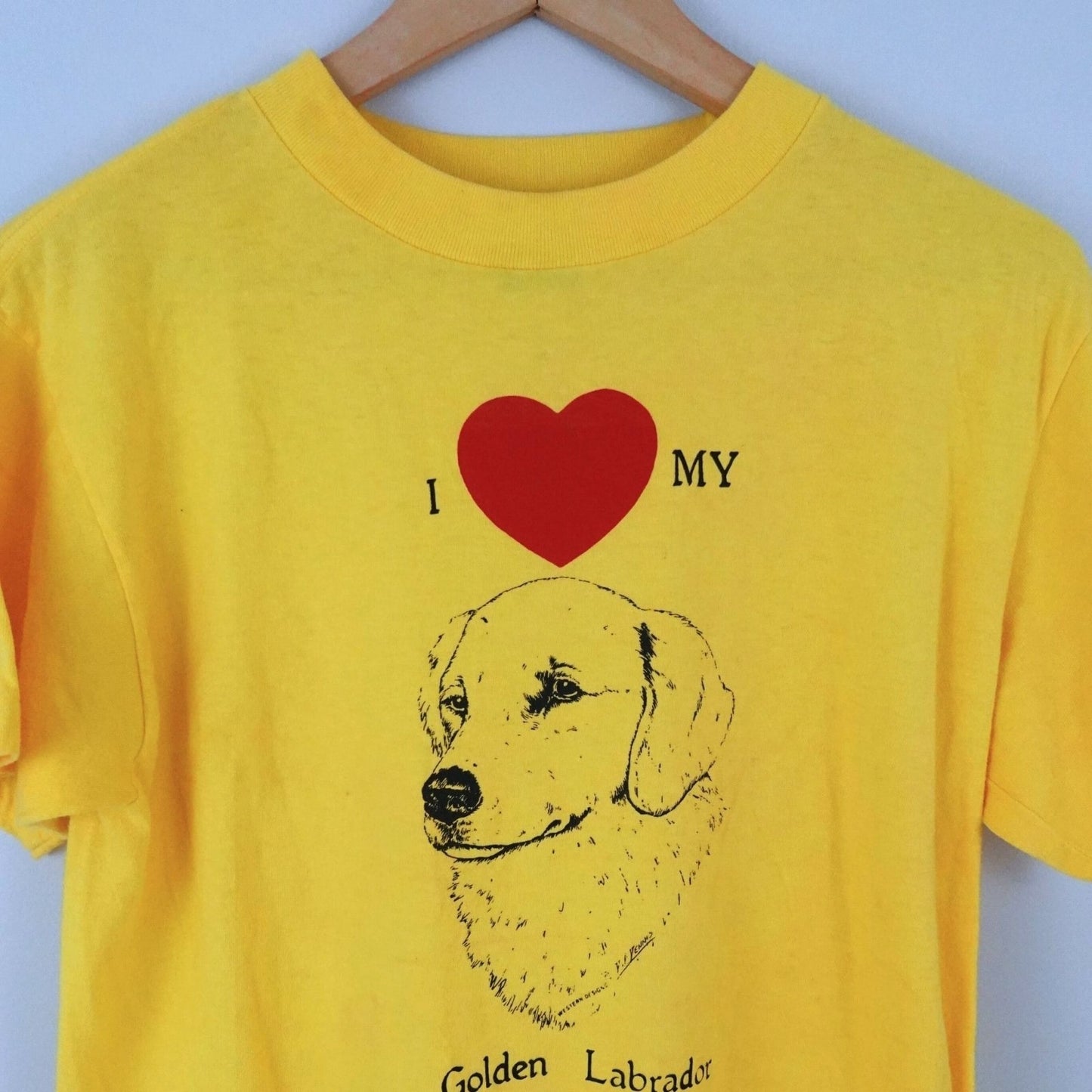 Vintage 80s I Love My Golden Labrador Single Stitch Tee - Size M