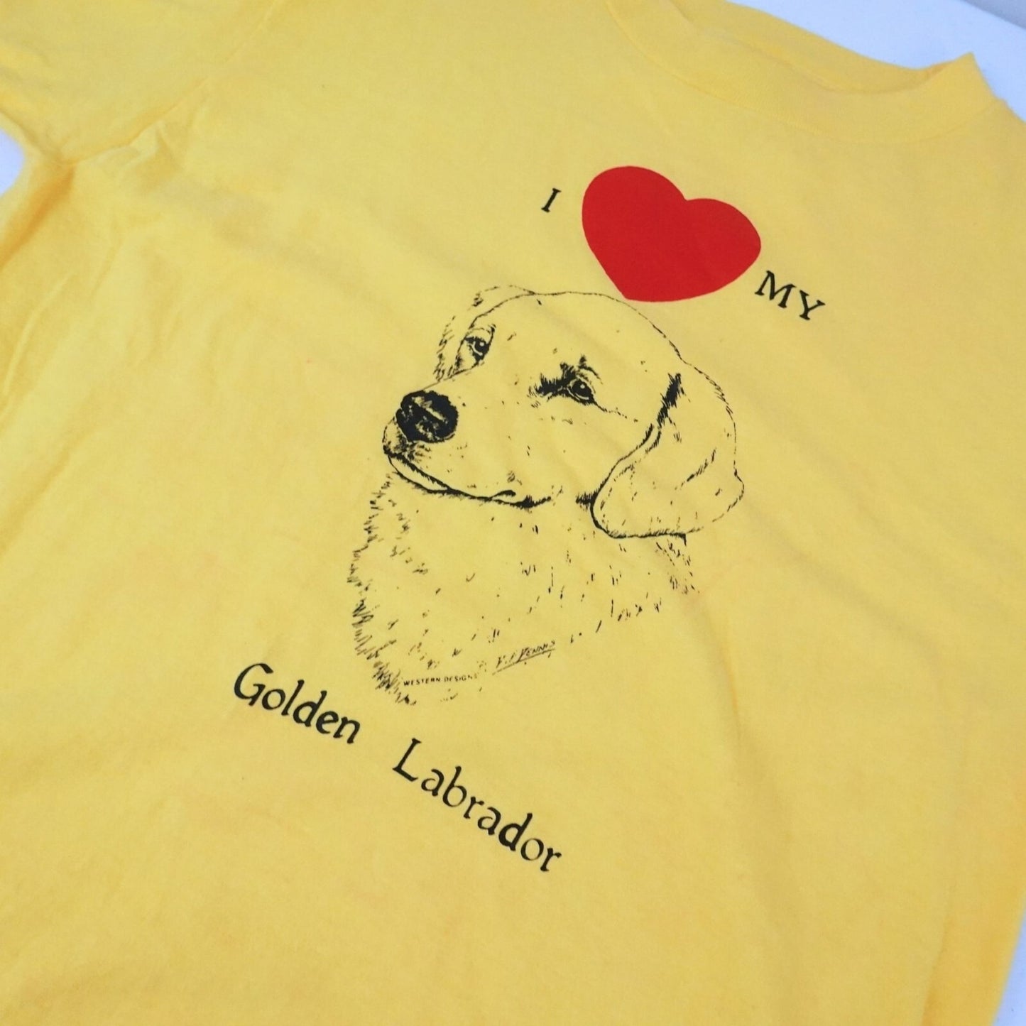 Vintage 80s I Love My Golden Labrador Single Stitch Tee - Size M