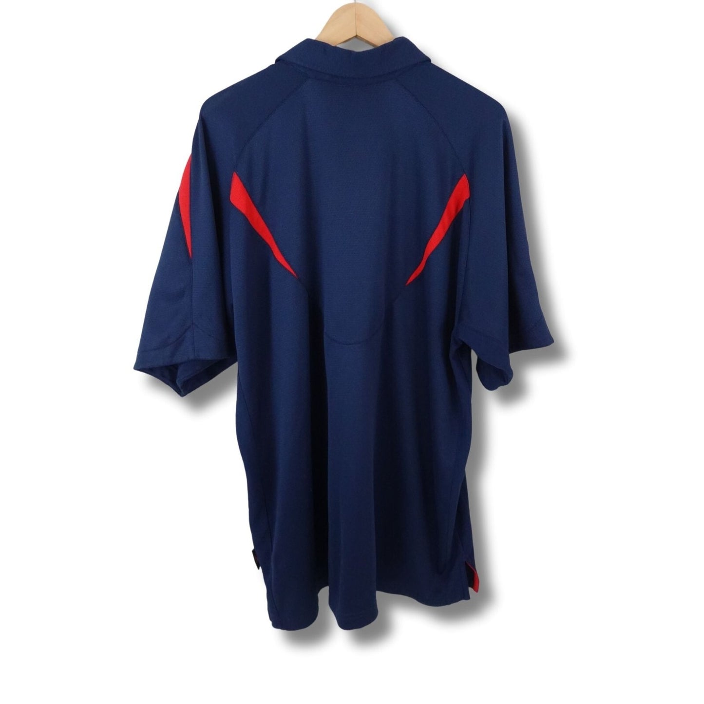 Vintage Y2K Ole Miss Rebels Nike Golf Polo Shirt Size XL Blue Red Shoulders