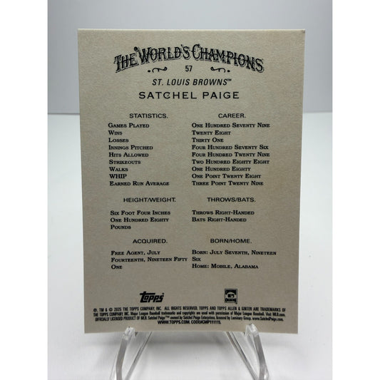 2025 Topps Allen & Ginter - Satchel Paige #57