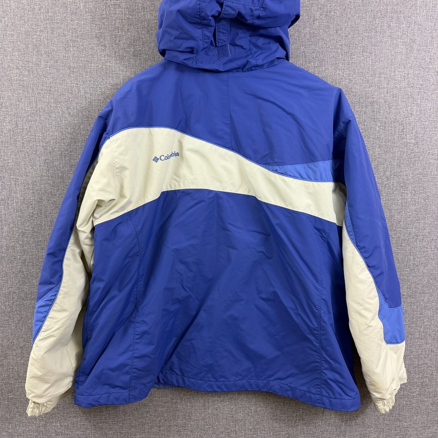 Columbia Women’s 1X Winter Jacket Blue White Hooded Fleece Lined Ski Coat