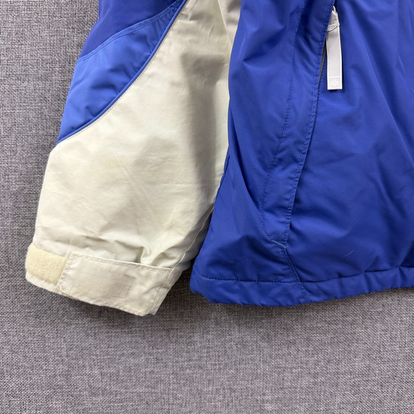 Columbia Women’s 1X Winter Jacket Blue White Hooded Fleece Lined Ski Coat