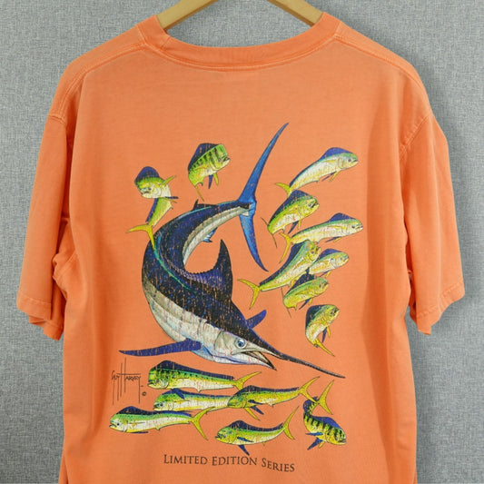 Vintage Guy Harvey Orange Marlin & Mahi Pocket T-Shirt - Size L