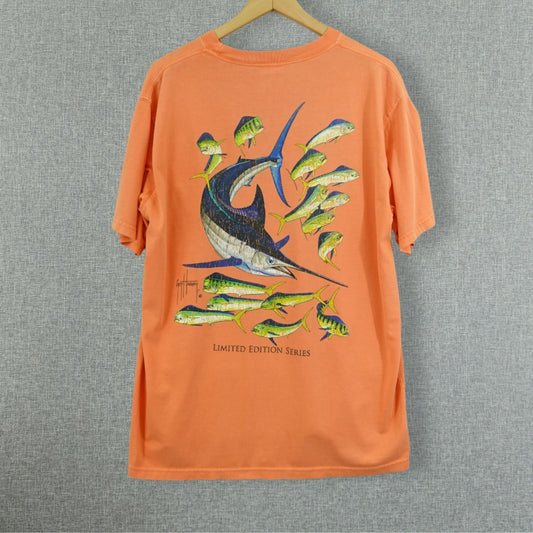 Vintage Guy Harvey Orange Marlin & Mahi Pocket T-Shirt - Size L