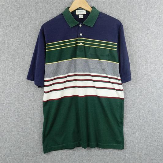 Vintage 90s Arrow Tournament Polo Golf Shirt Multicolor Striped - Size L