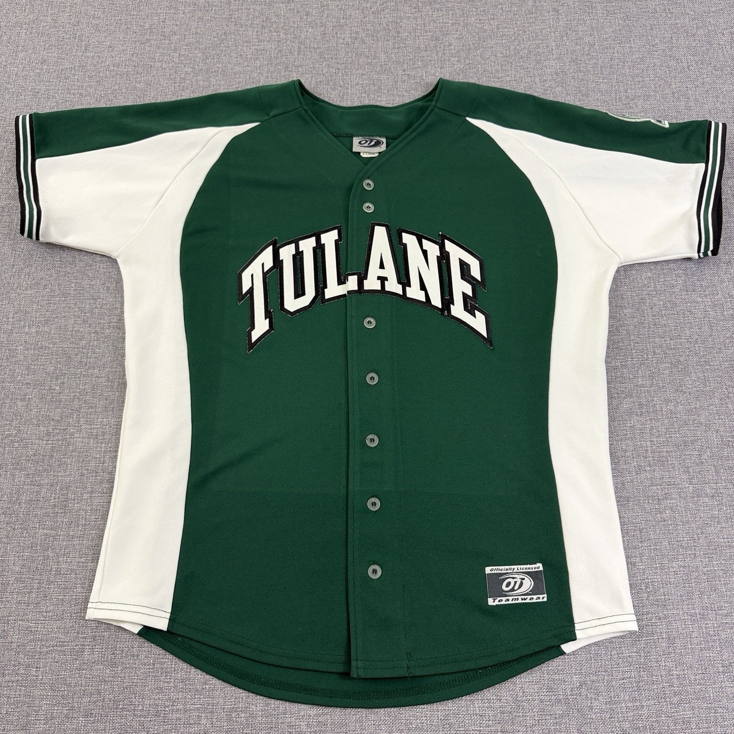 Vintage 90s/Y2K Tulane Green Wave Button Up Baseball Jersey Size XL EUC