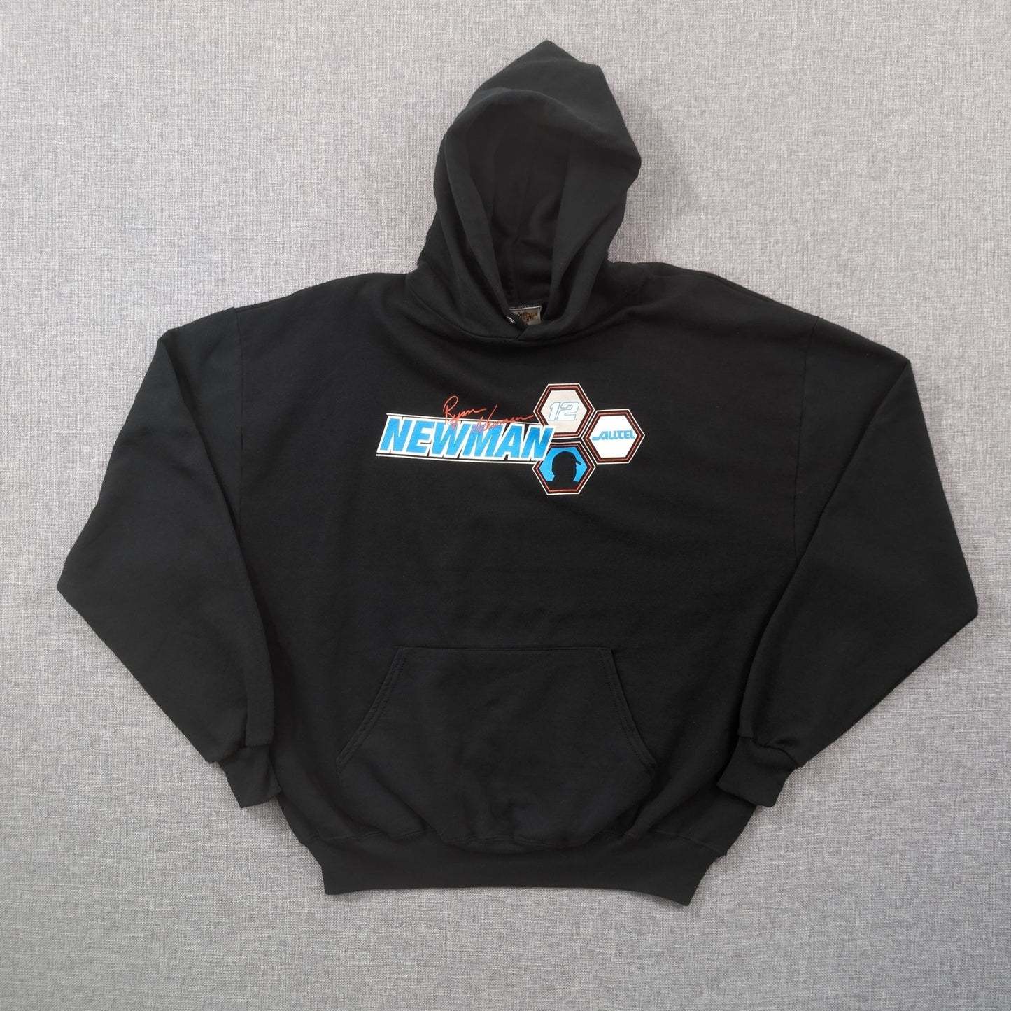 Vintage Y2K Ryan Newman #12 Alltel NASCAR Hoodie Black Pullover Size XL