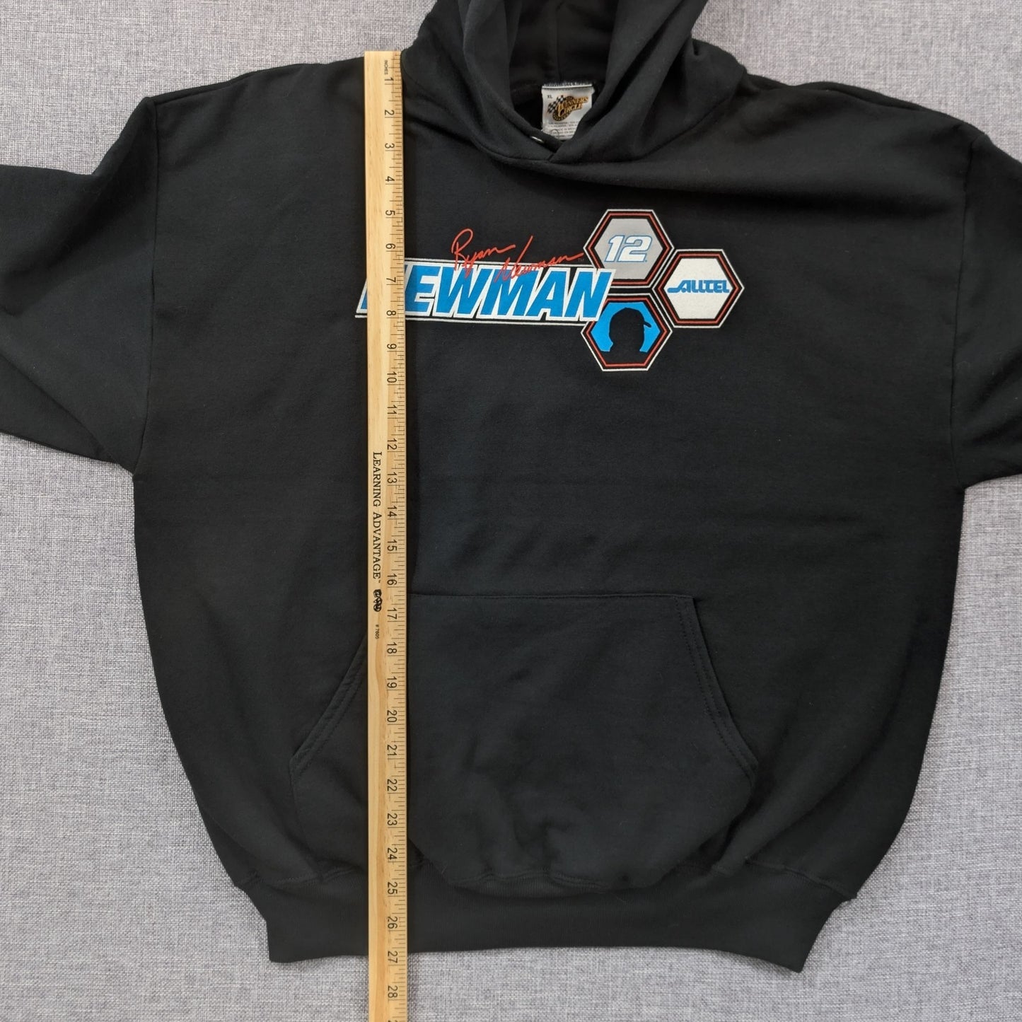 Vintage Y2K Ryan Newman #12 Alltel NASCAR Hoodie Black Pullover Size XL