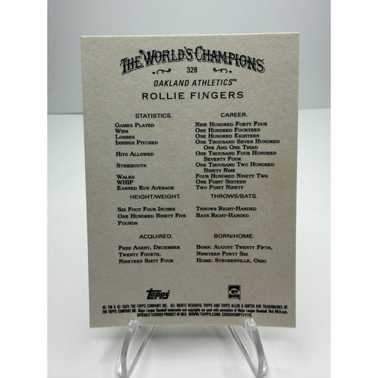 2025 Topps Allen & Ginter - Rollie Fingers #328