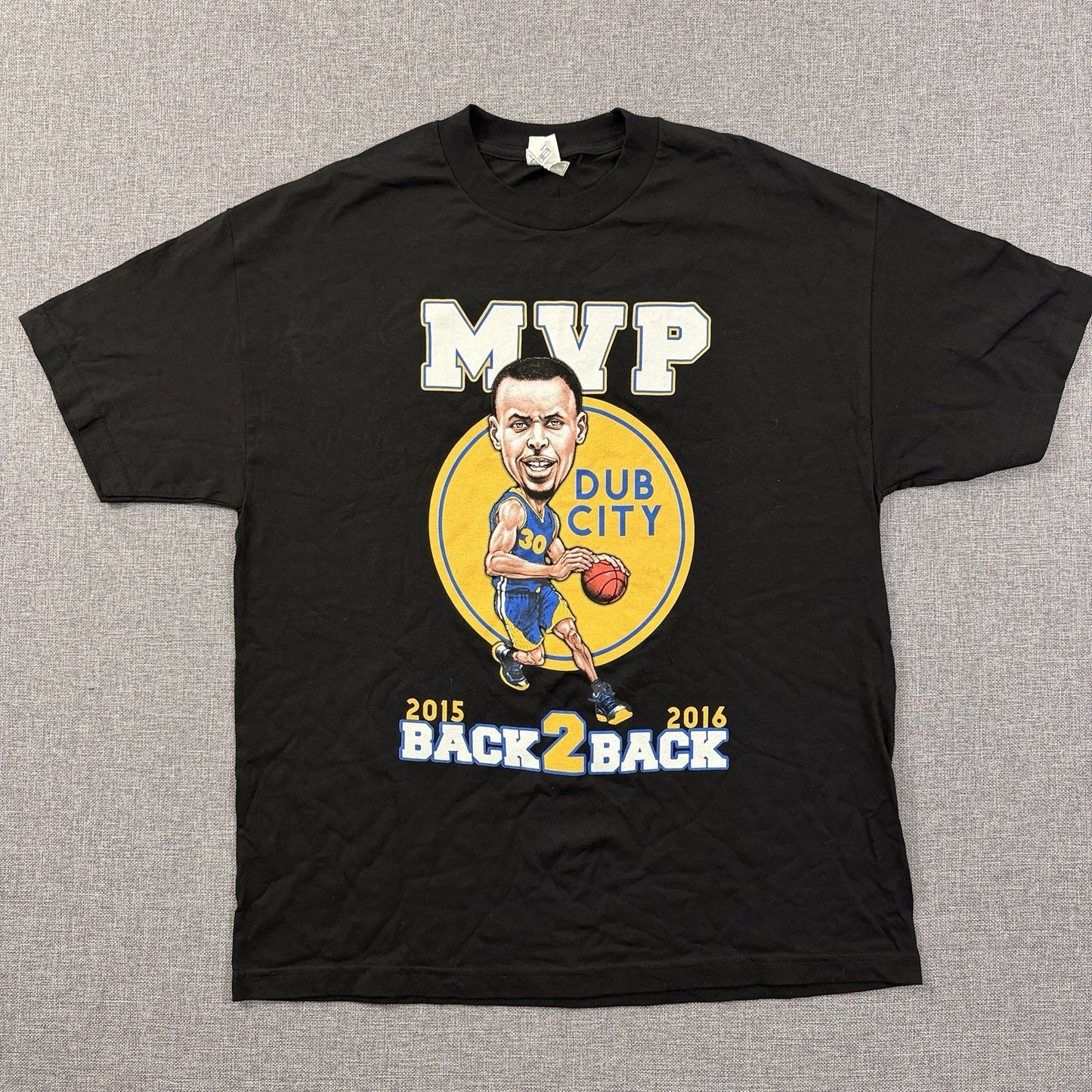 Steph Curry MVP Dub City T-Shirt XL 2015 2016 Back 2 Back Warriors Black Tee
