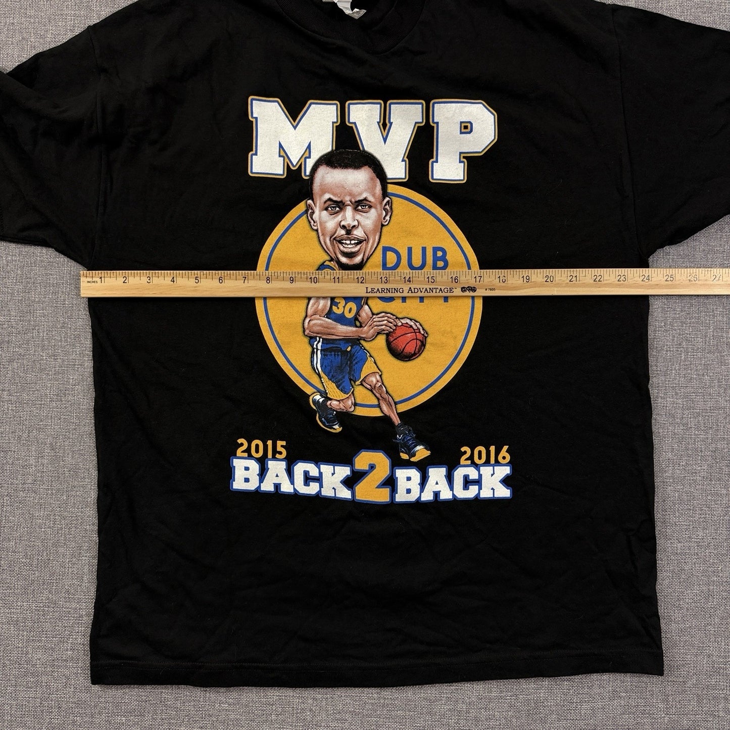 Steph Curry MVP Dub City T-Shirt XL 2015 2016 Back 2 Back Warriors Black Tee