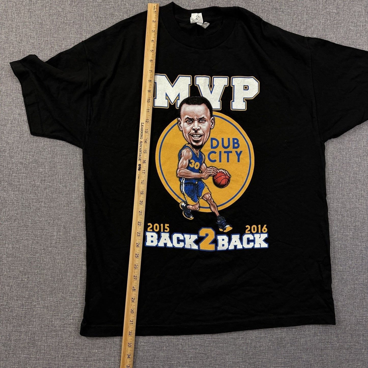 Steph Curry MVP Dub City T-Shirt XL 2015 2016 Back 2 Back Warriors Black Tee