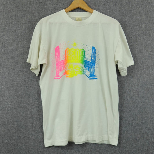Vintage 1988 Reno Nevada Neon Graphic Tee Screen Stars - Size L