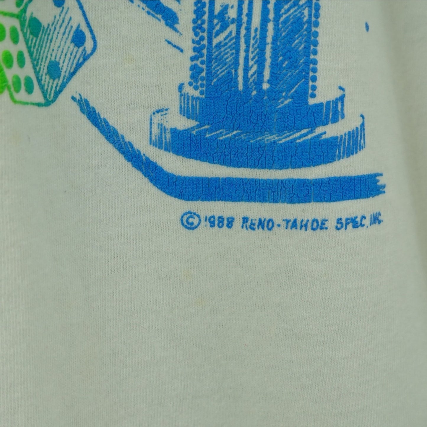 Vintage 1988 Reno Nevada Neon Graphic Tee Screen Stars - Size L