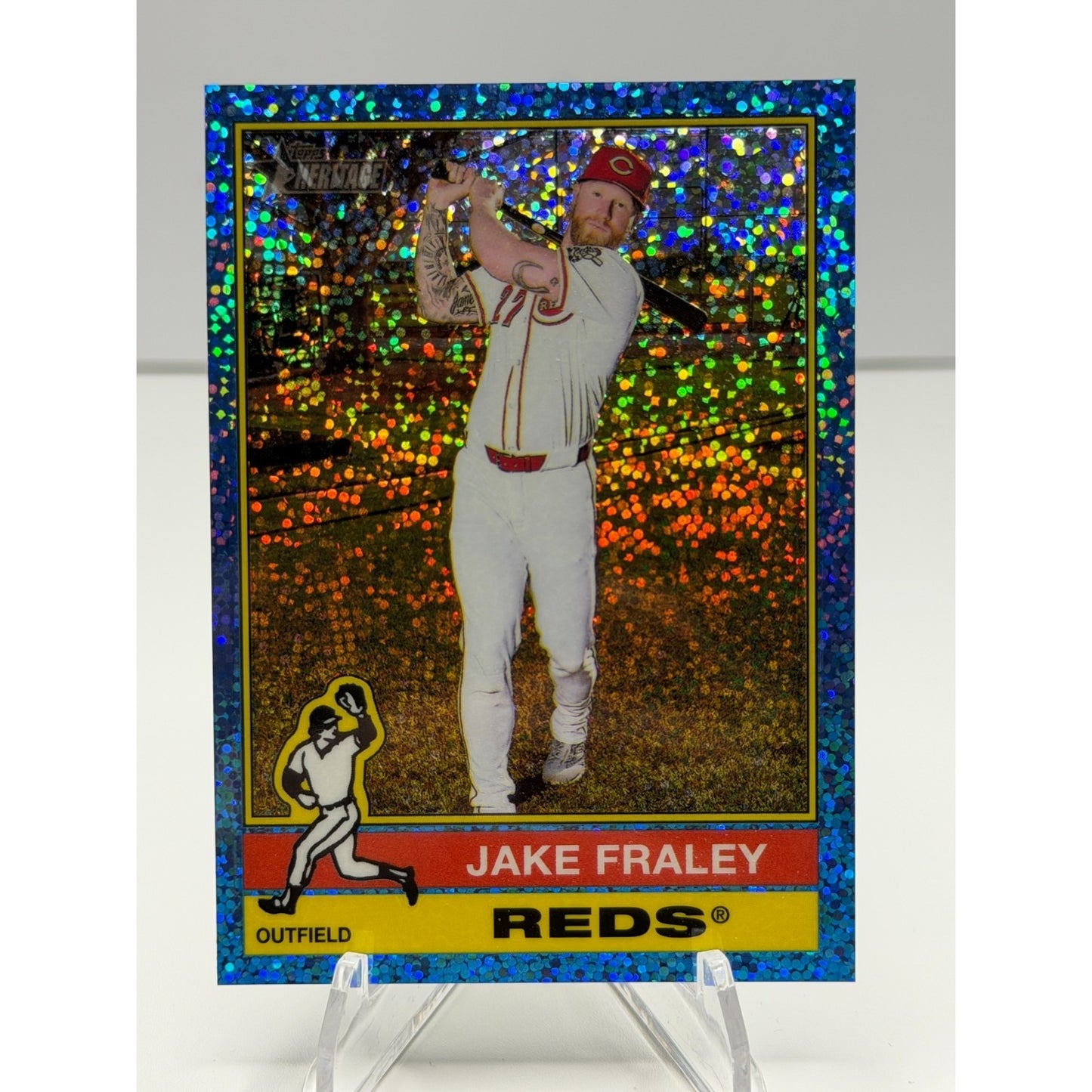 2025 Topps Heritage - Jake Fraley Chrome Light Blue Sparkle #686