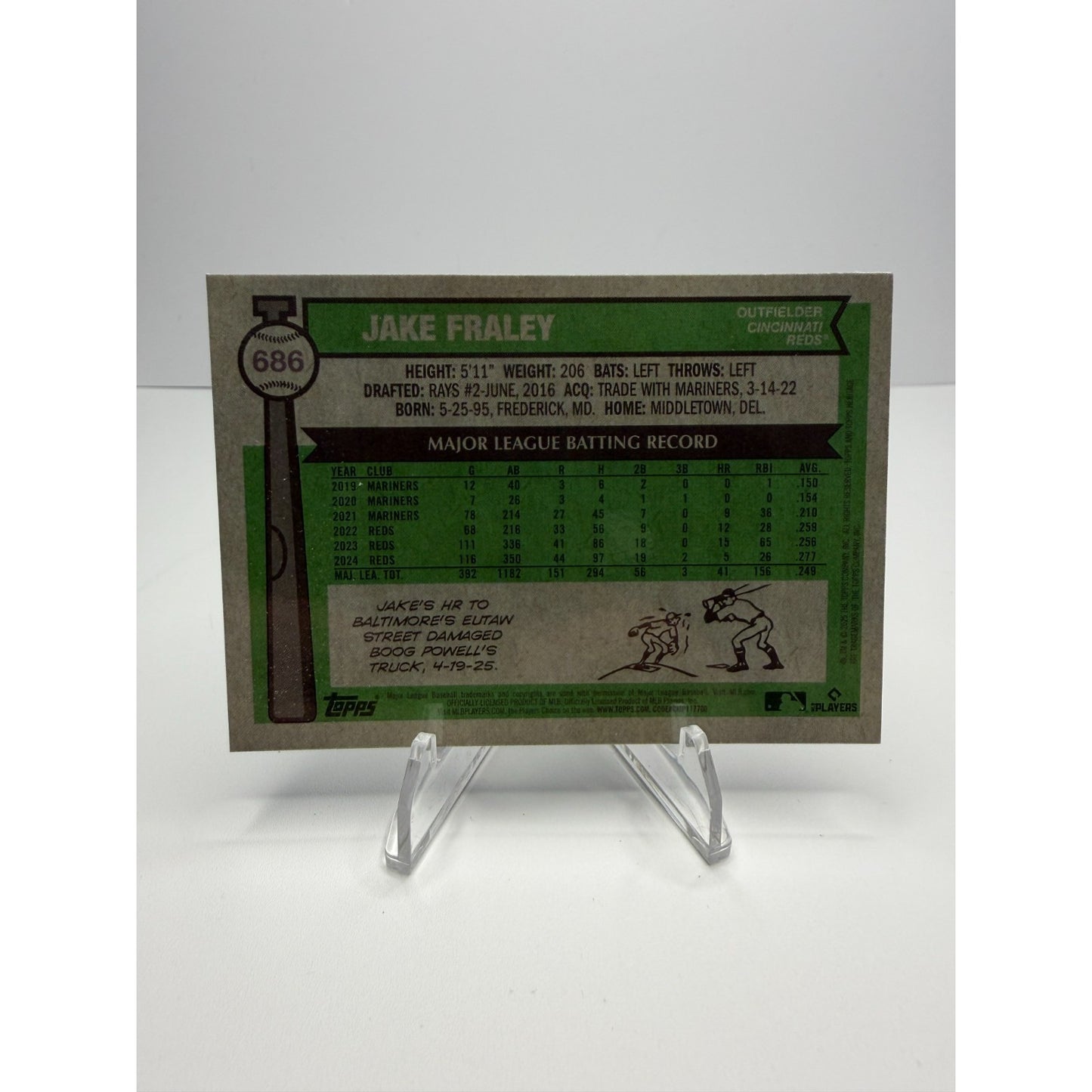 2025 Topps Heritage - Jake Fraley Chrome Light Blue Sparkle #686