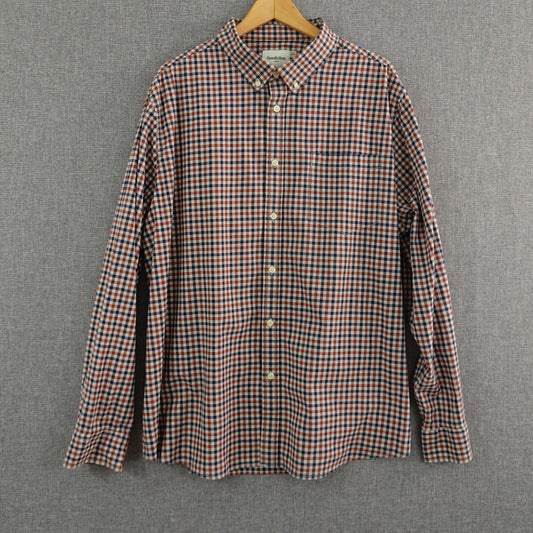 Goodfellow & Co Red Navy White Long Sleeve Gingham Shirt - Size 2XL