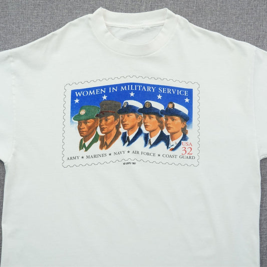 Vintage 1997 USPS Women in Military Service Stamp T-Shirt - Size XL