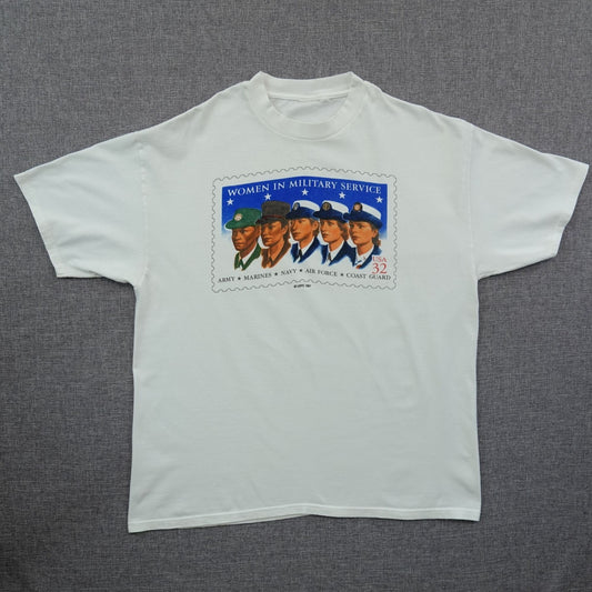 Vintage 1997 USPS Women in Military Service Stamp T-Shirt - Size XL