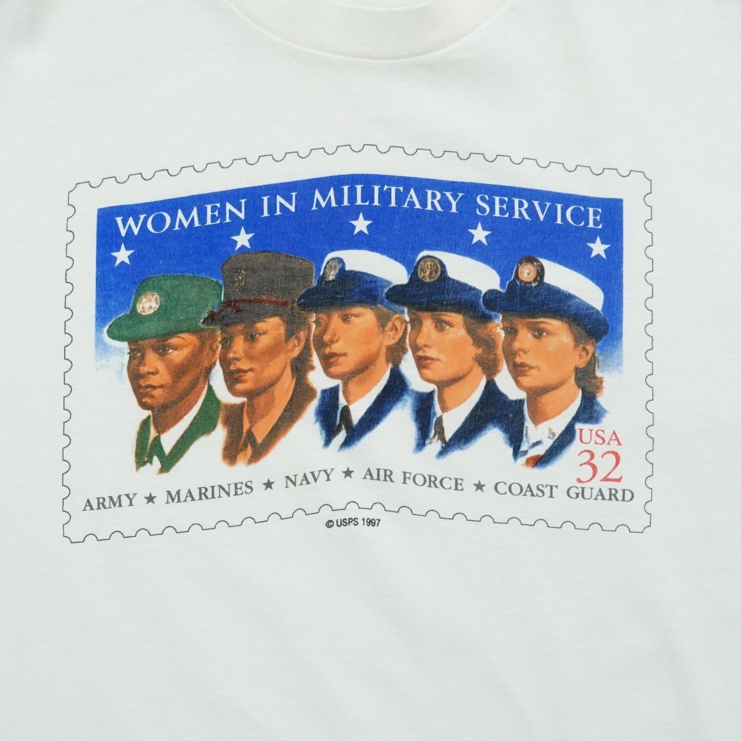 Vintage 1997 USPS Women in Military Service Stamp T-Shirt - Size XL
