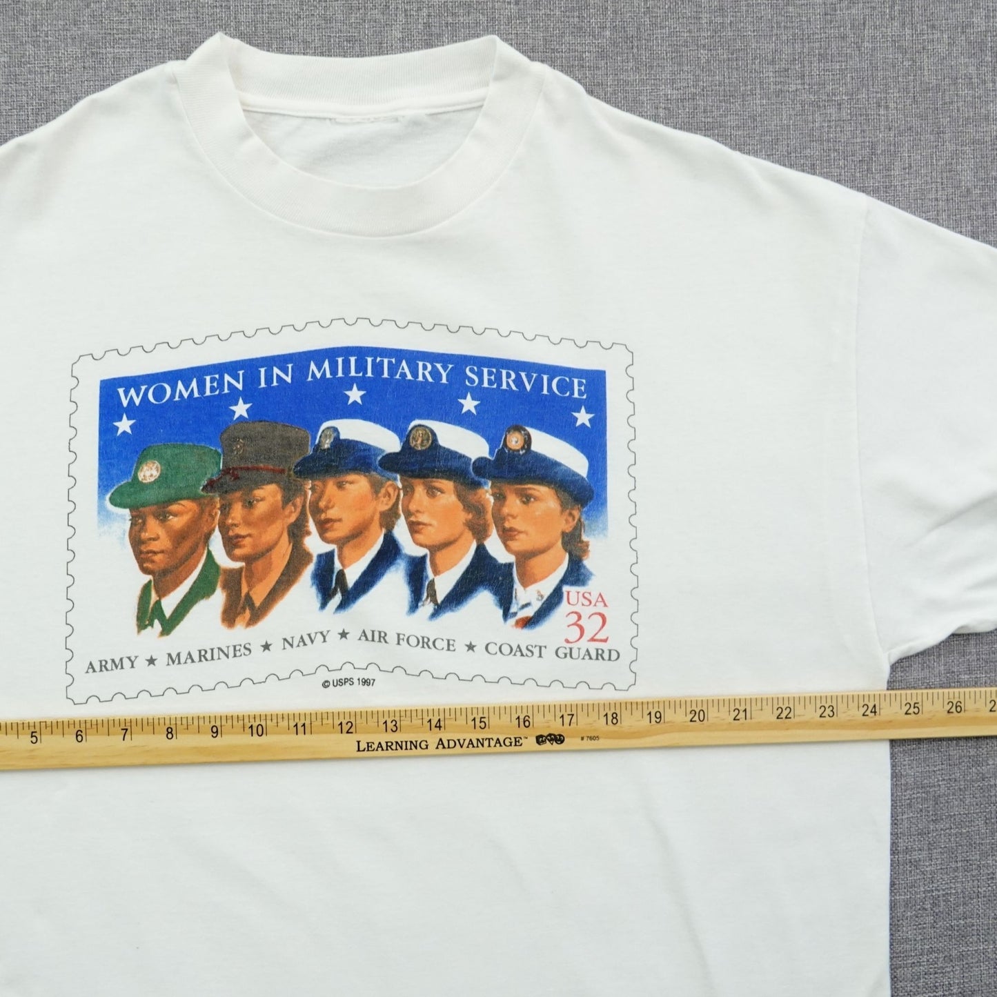 Vintage 1997 USPS Women in Military Service Stamp T-Shirt - Size XL